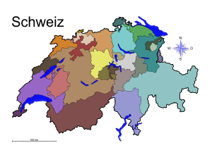 Vorlage zum Ausdrucken Schweiz und Liechtenstein farbig